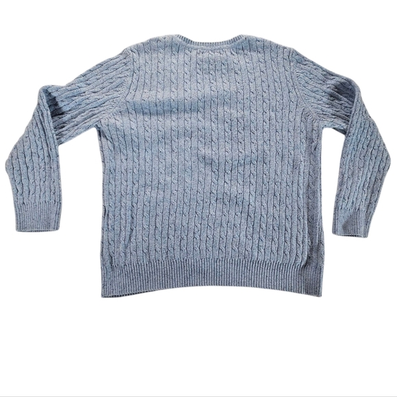 Karen Scott Blue Cable Knit V-Neck Sweater Size Large - Picture 3 of 6